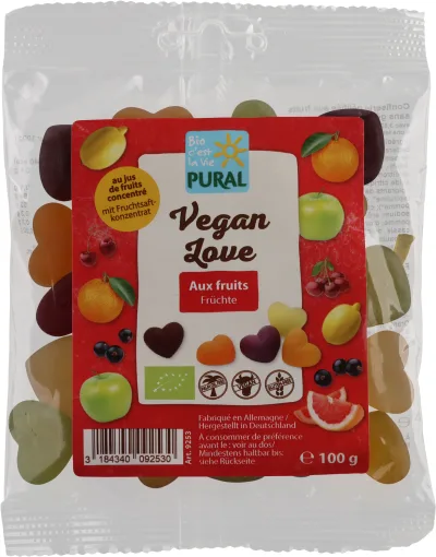 Vegan Love - coeurs gélifiés aux fruits sans gélatine