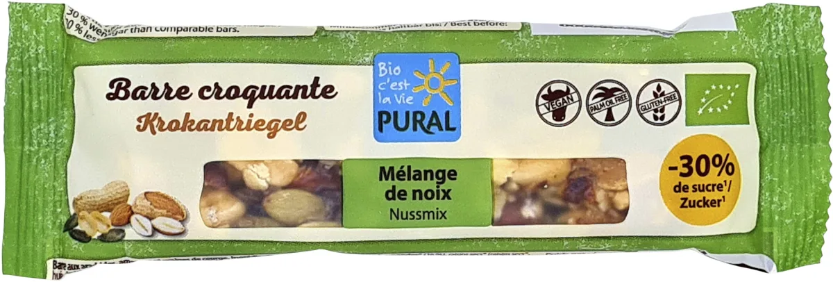 Barre croquante mélange de noix -30% de sucre