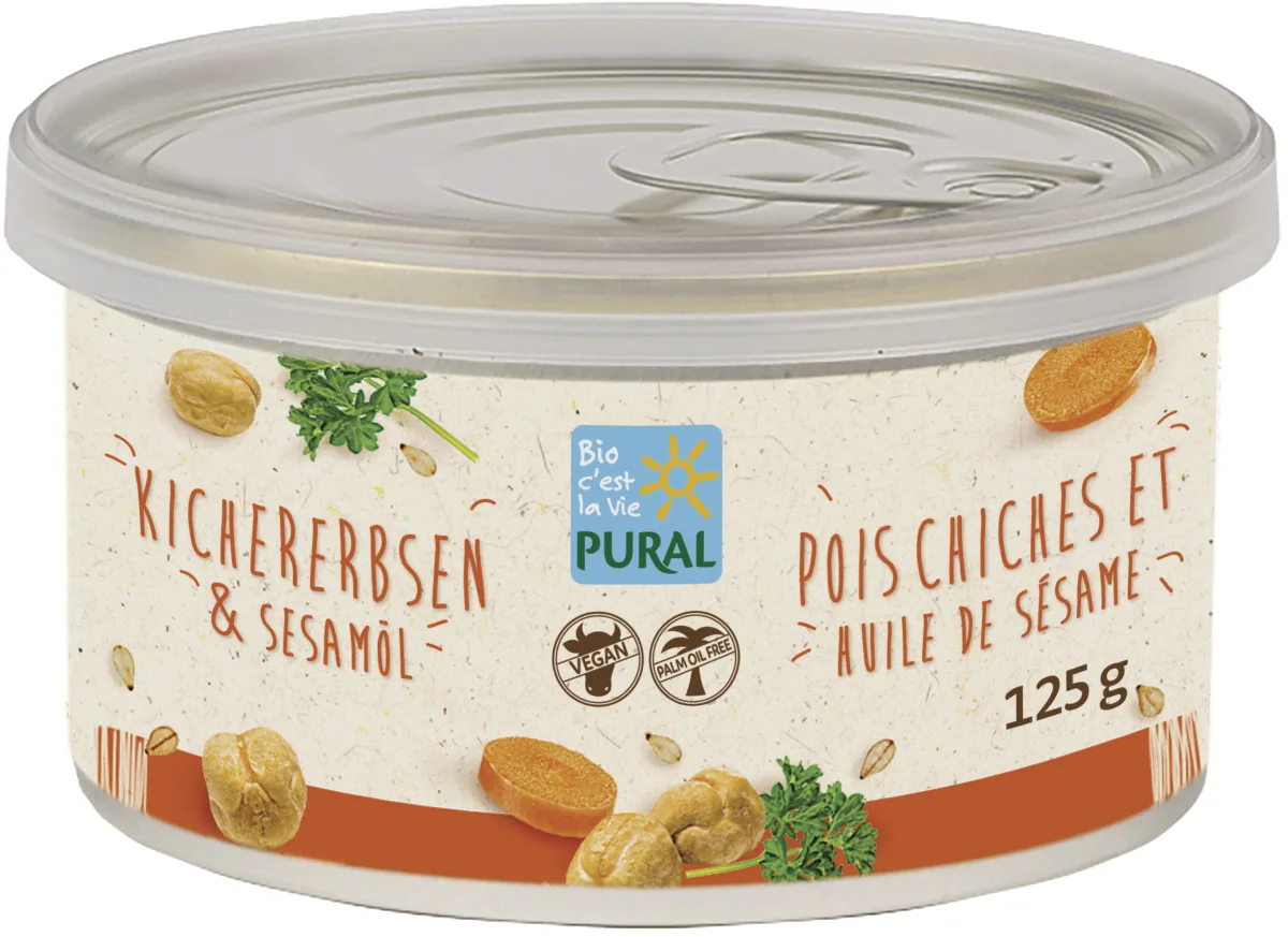 Pâté végétal pois chiches huile de sésame, sans huile de palme
