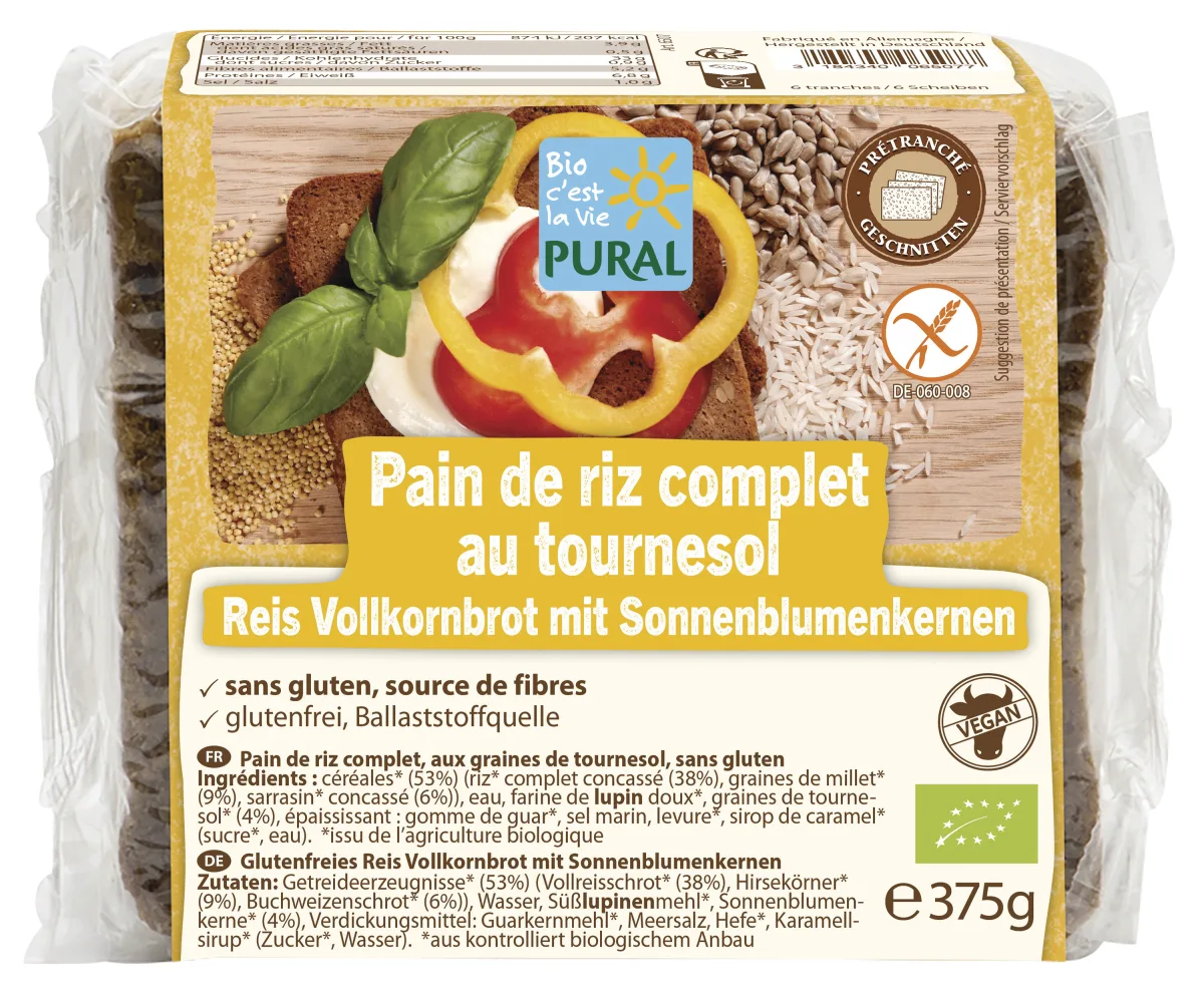 Pain de riz complet aux graines de tournesol sans gluten