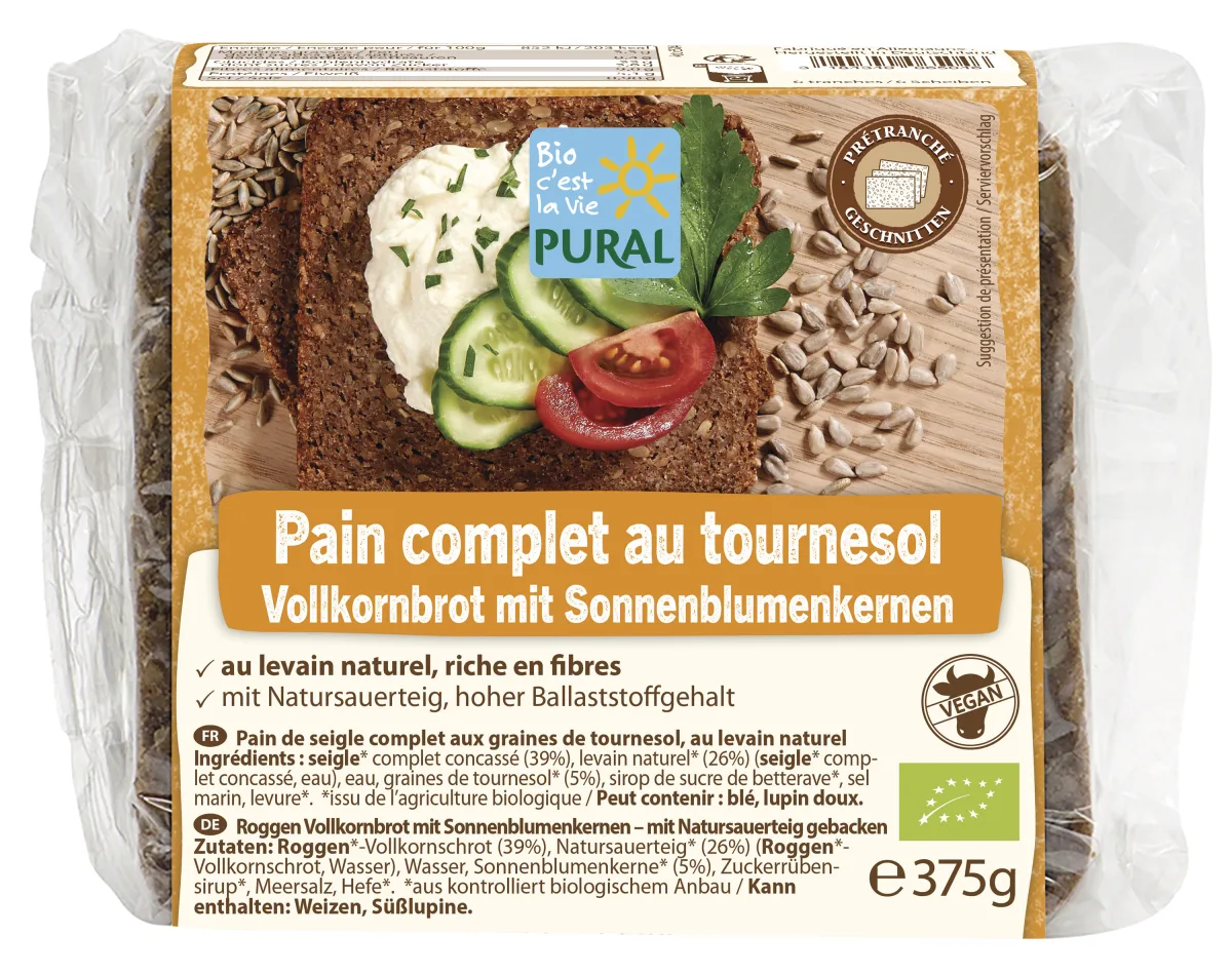 Pain complet de seigle aux graines de tournesol